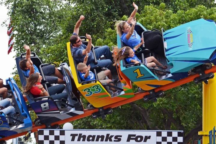 Rewind Racers roller coaster at Adventure City