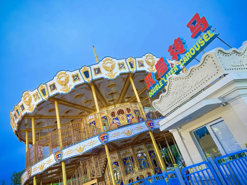 Double-decker carousel at Beijing Shijingshan Amusement Park