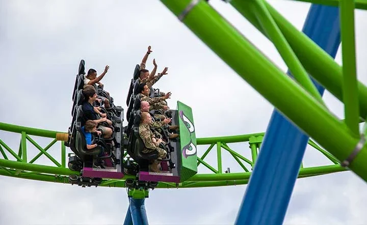 Riders on the Hydrus roller coaster at Casino Pier in Seaside Heights