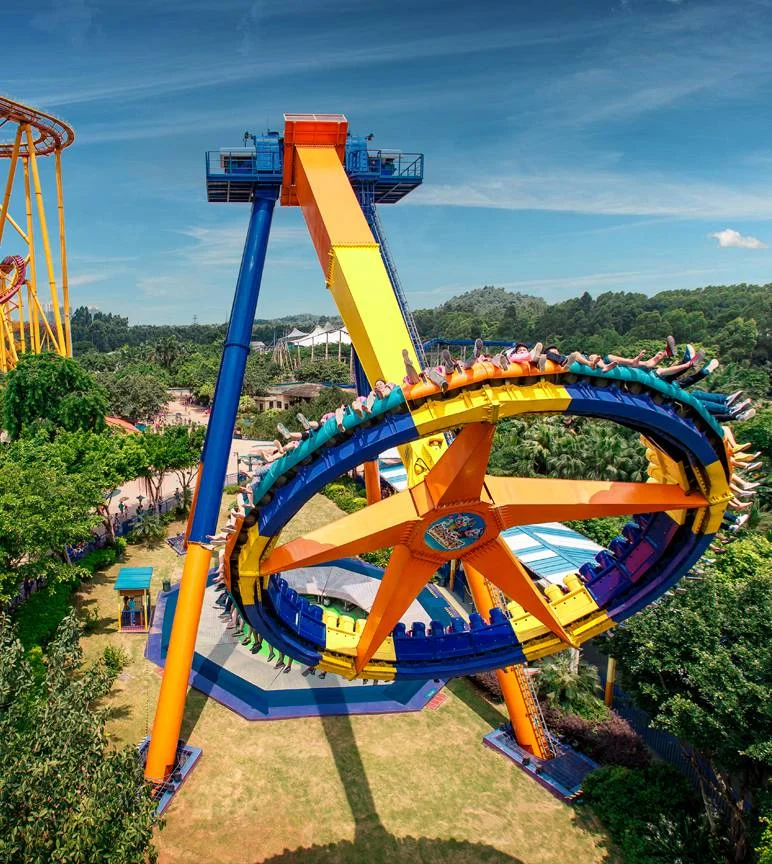 Giant swinging thrill ride at Chimelong Paradise in Guangzhou
