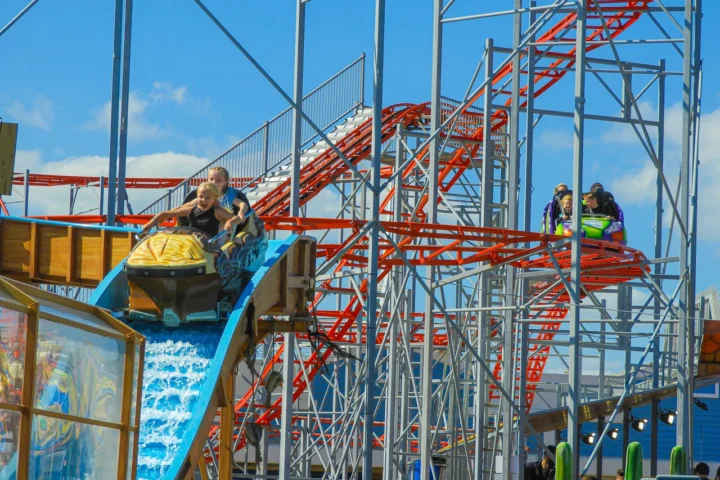 Outdoor amusement rides at Clarence Pier