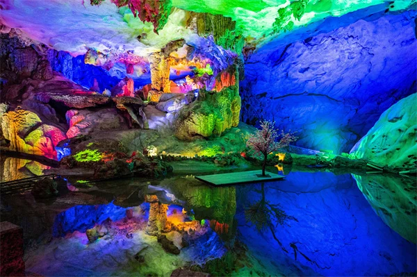 Crown Cave scenic area in the Li River landscape near Guilin