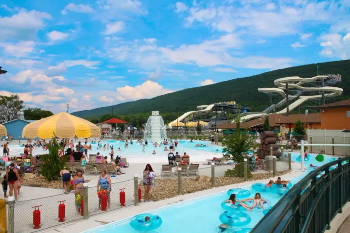 Pools and water attractions at Laguna Splash, part of DelGrosso’s Park in Tipton