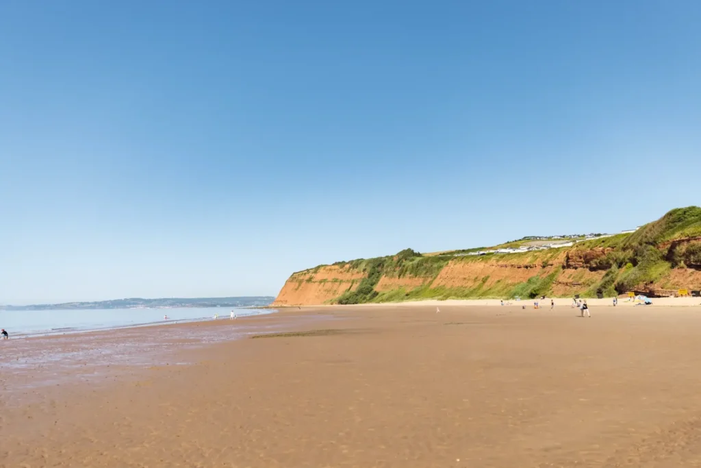 Sandy Bay beach beside Devon Cliffs Holiday Park