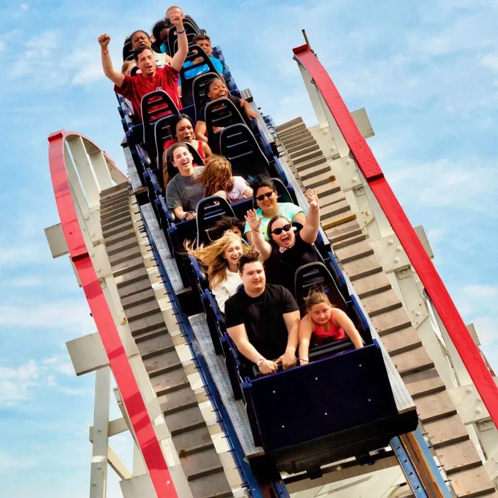 Swamp Fox wooden roller coaster at Family Kingdom