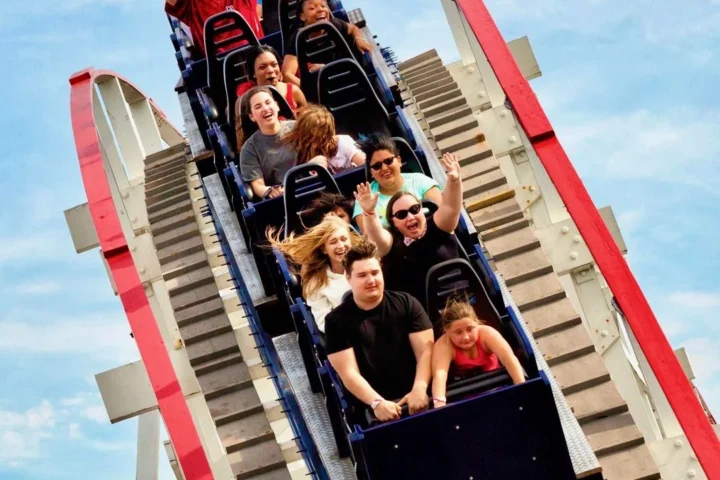 Swamp Fox wooden roller coaster at Family Kingdom