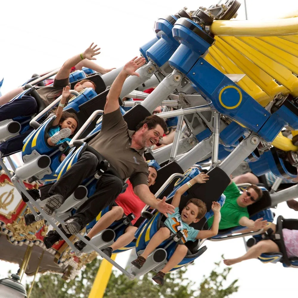 Father and child riding Freedom Flyer at Fun Spot America Orlando