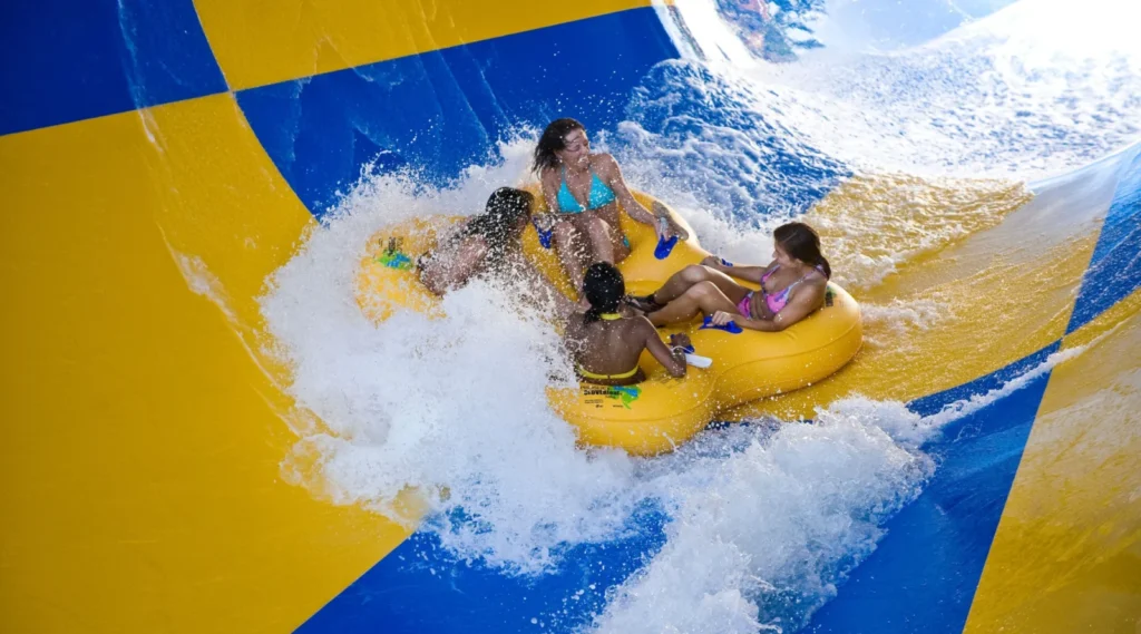Water slides at Hurricane Harbor Chicago in Gurnee