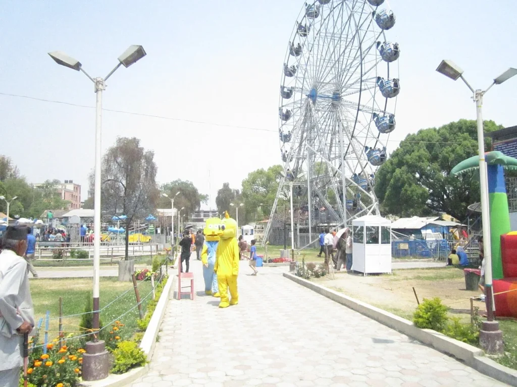 Ferris wheel and paths at Kathmandu Fun Park, photographed in 2013