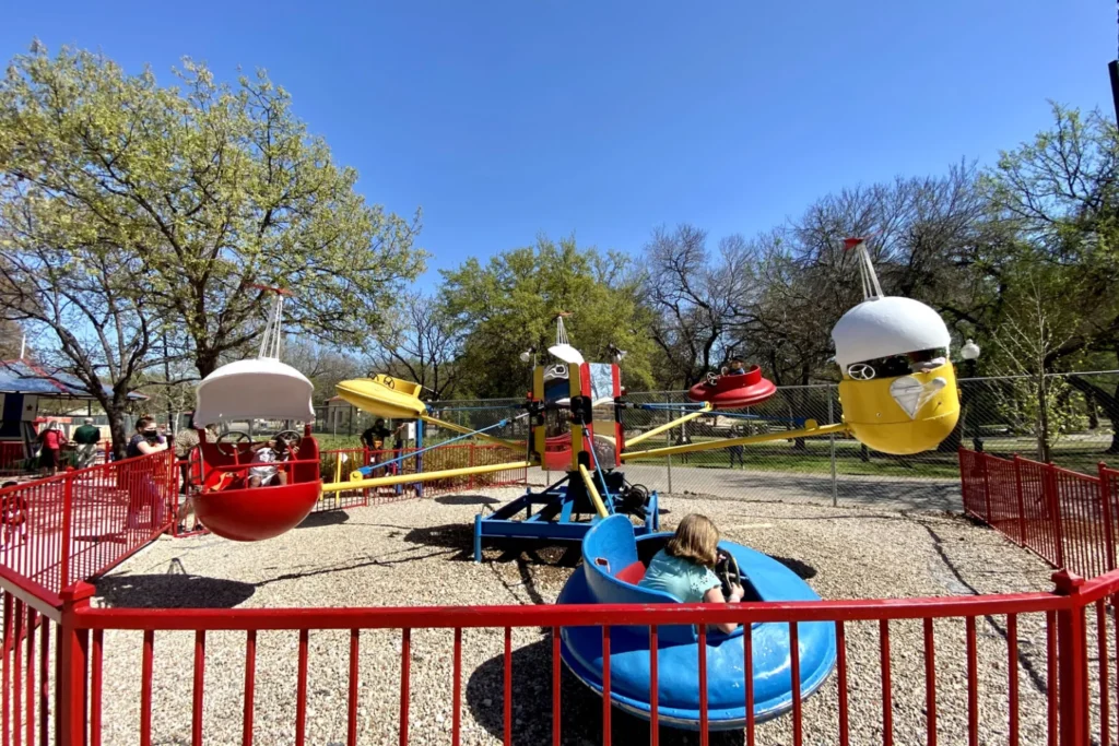Traditional children’s rides at Kiddie Park in San Antonio