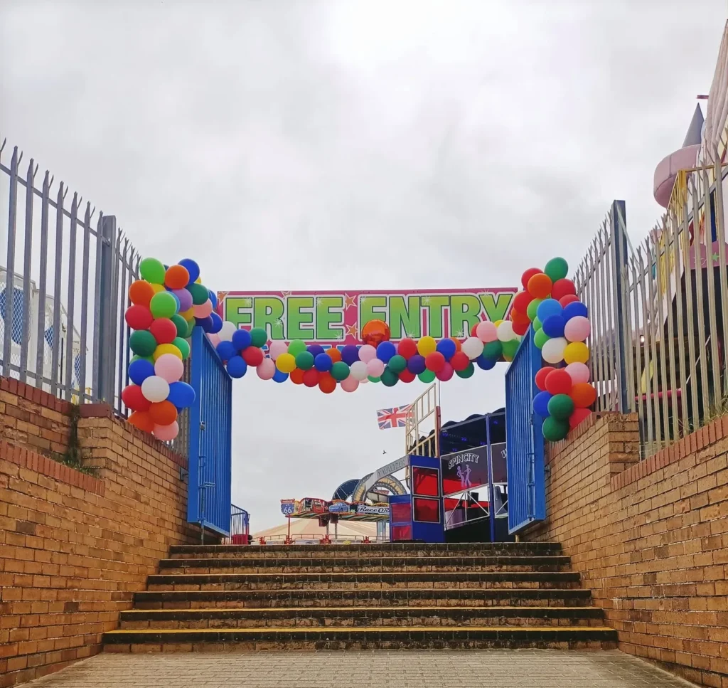 Entrance to Mablethorpe Funfair beside the seafront