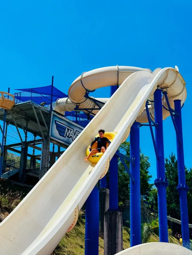 A rider descending Maverik at Magic City in Suzano