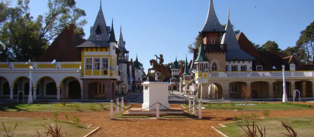 Miniature civic buildings at República de los Niños in Gonnet