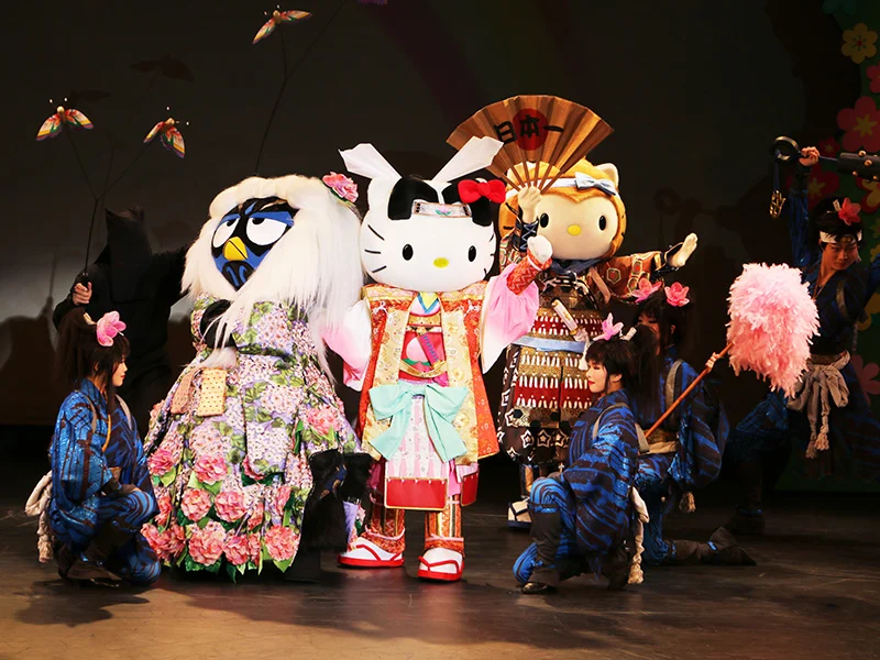 Sanrio characters performing at Sanrio Puroland