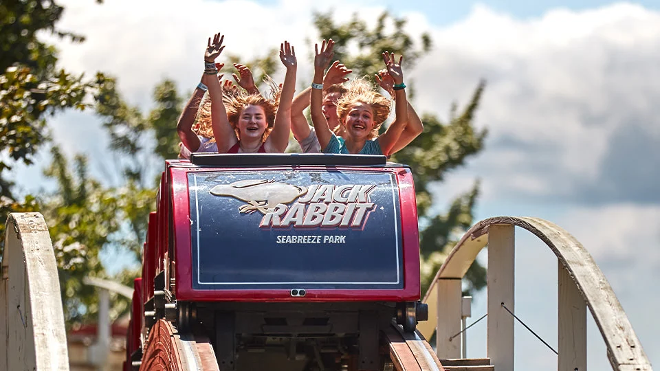 Jack Rabbit wooden roller coaster at Seabreeze in Rochester