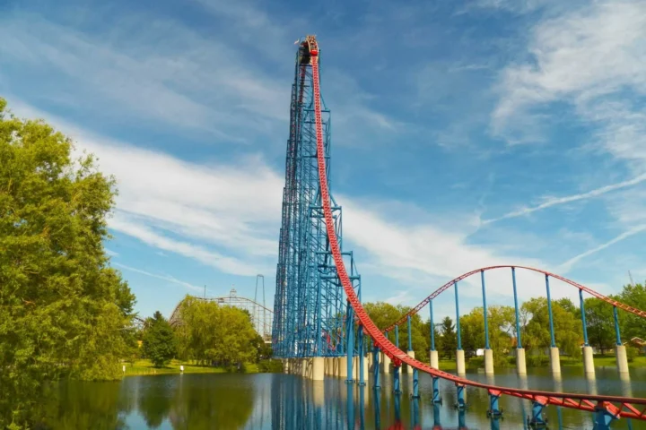 Ride of Steel roller coaster at Six Flags Darien Lake