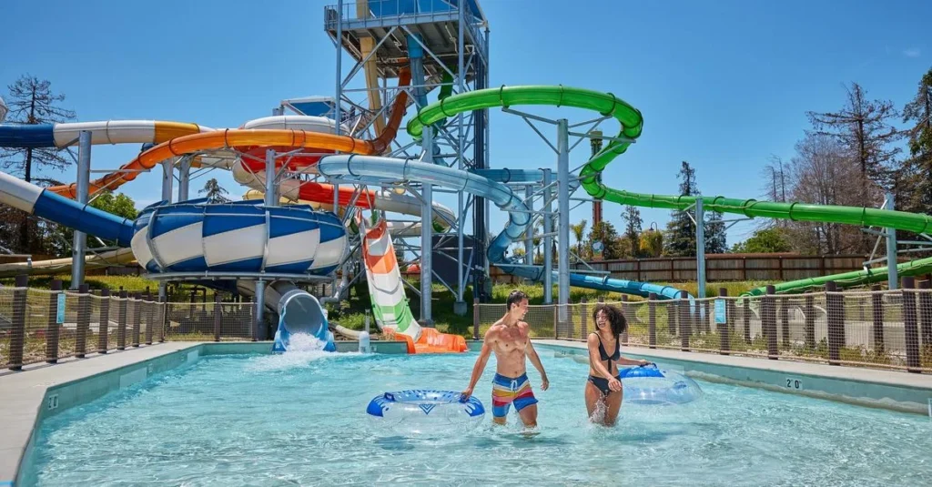 Water slides and splash pool at South Bay Shores