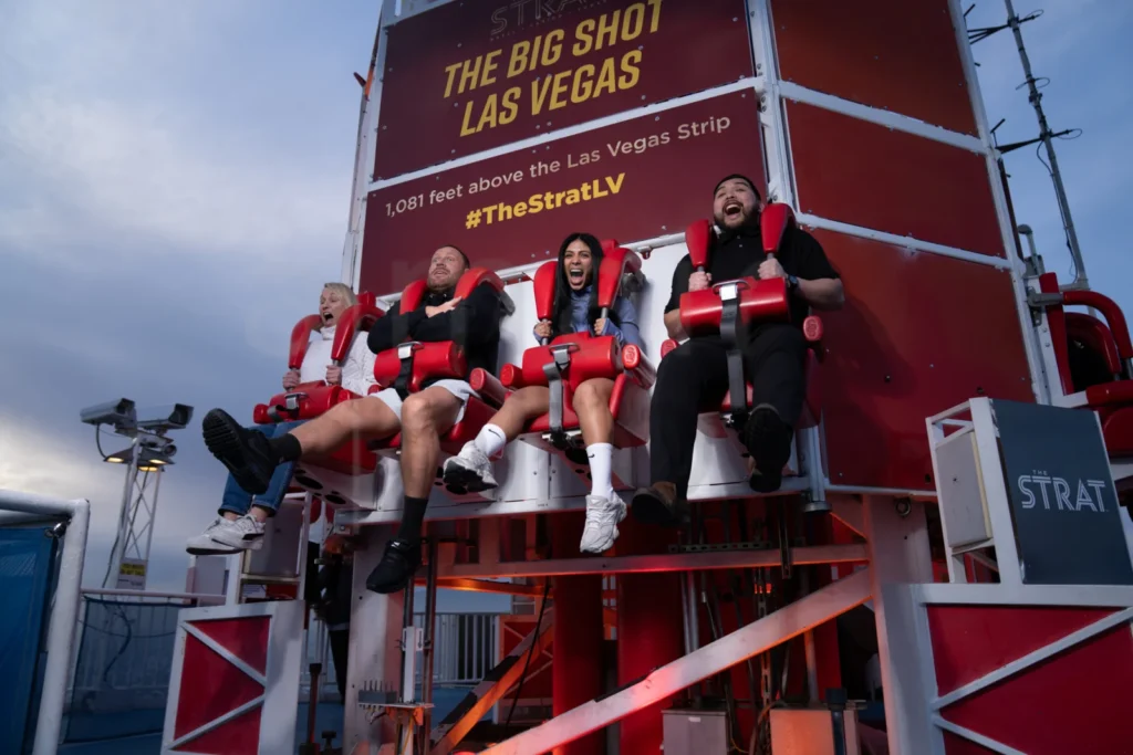 Riders on Big Shot at the STRAT Tower in Las Vegas