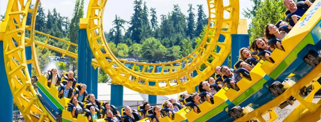 Looping thrill ride at Wild Waves Theme & Water Park in Federal Way